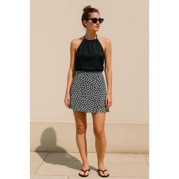 Reformation Womens Viscose Mini Skirt 4 Floral Y2K Beach Resort Travel Side slit - Picture 1 of 10